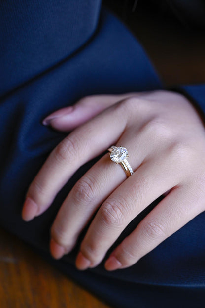 1.0 CT Round Solitaire Lab Grown Diamond Bridal Ring Set