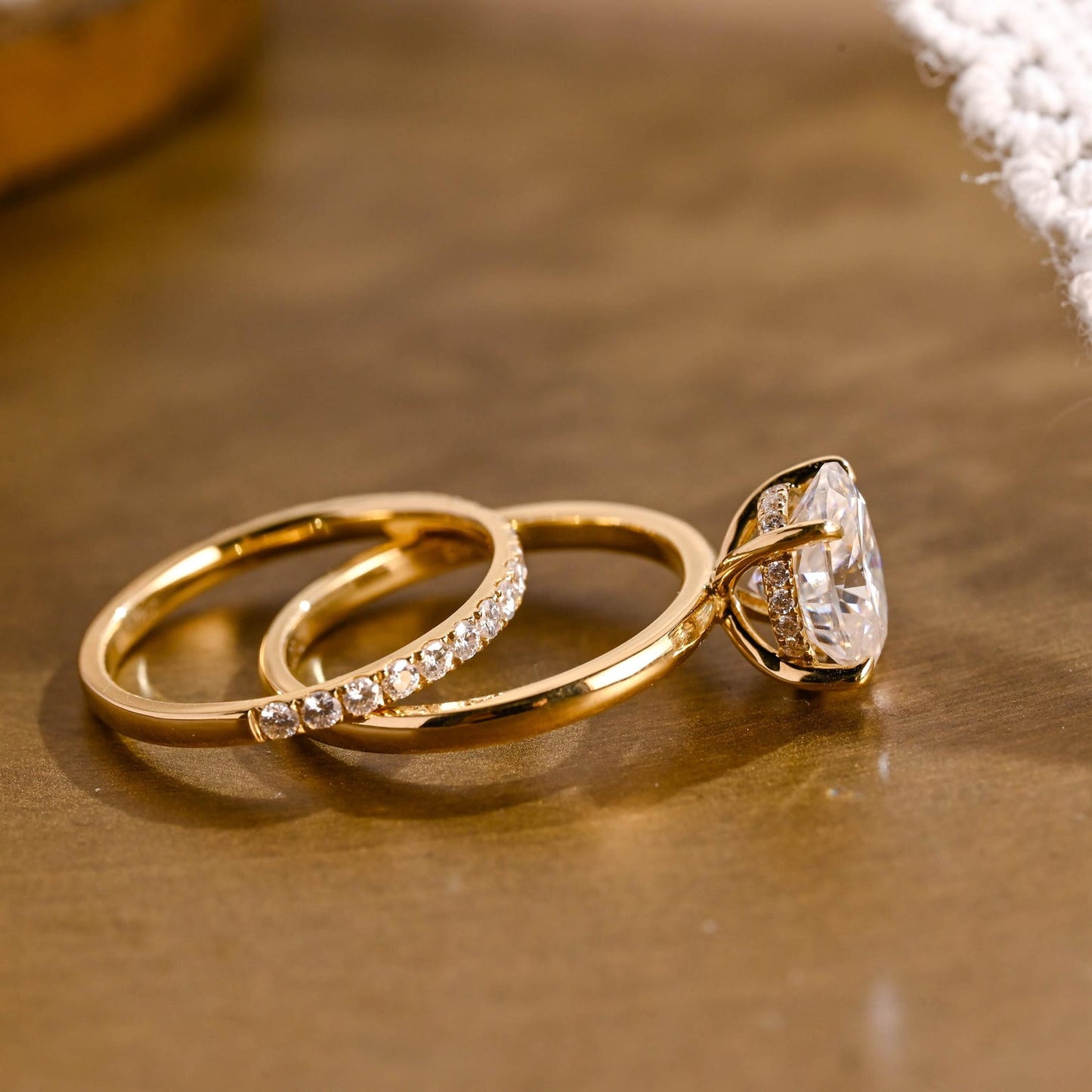 1.0 CT Round Solitaire Lab Grown Diamond Bridal Ring Set