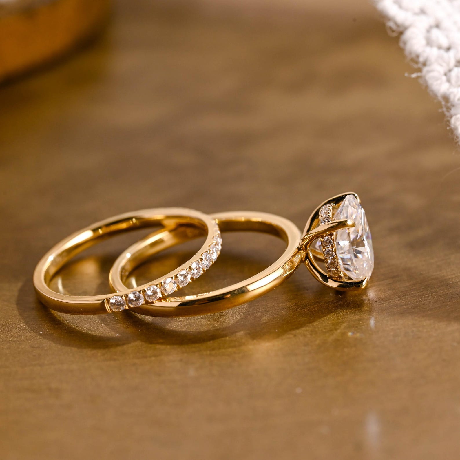 1.0 CT Round Solitaire Lab Grown Diamond Bridal Ring Set
