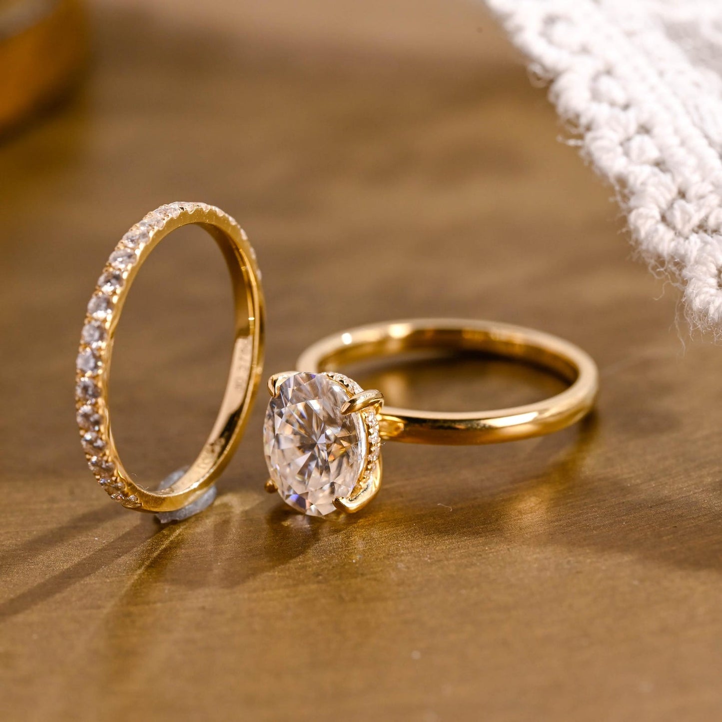 1.0 CT Round Solitaire Lab Grown Diamond Bridal Ring Set