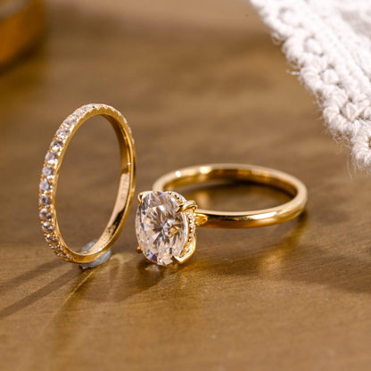 1.0 CT Round Solitaire Lab Grown Diamond Bridal Ring Set