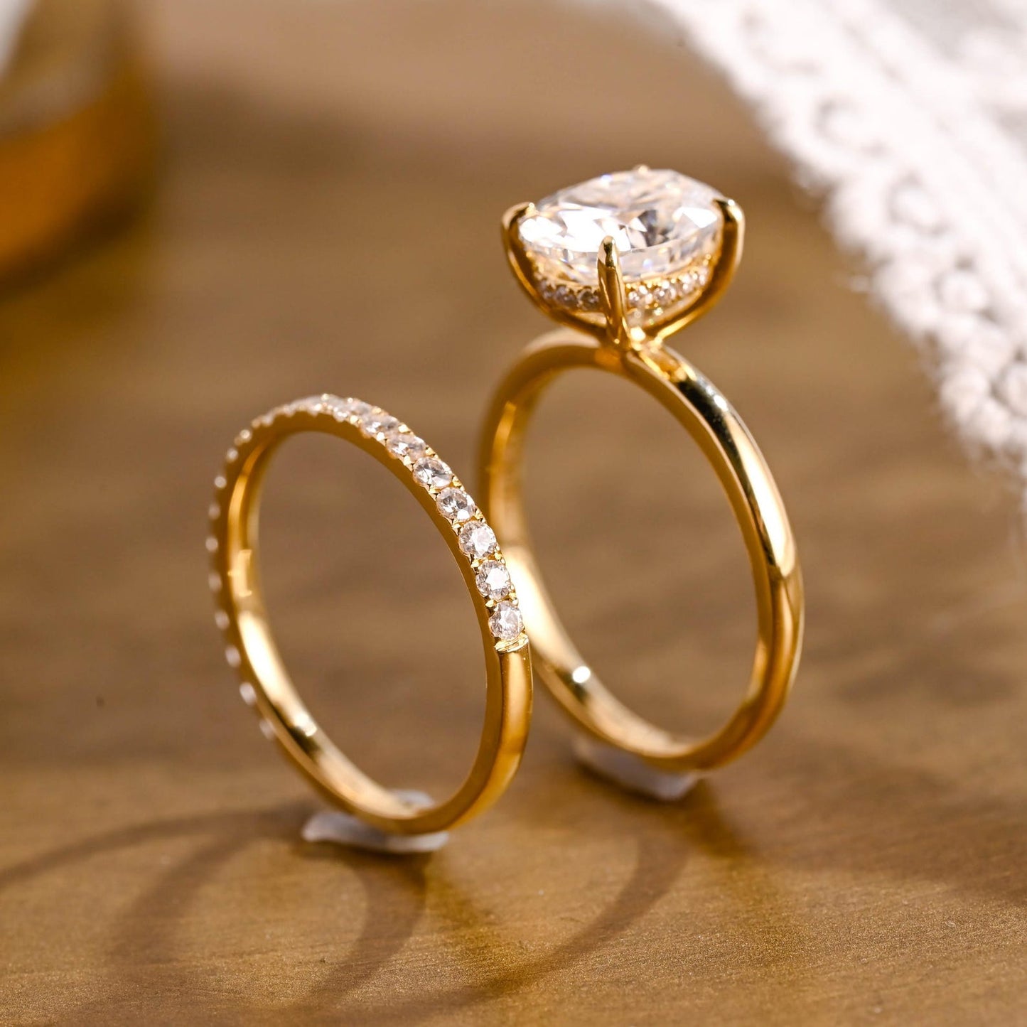 1.0 CT Round Solitaire Lab Grown Diamond Bridal Ring Set