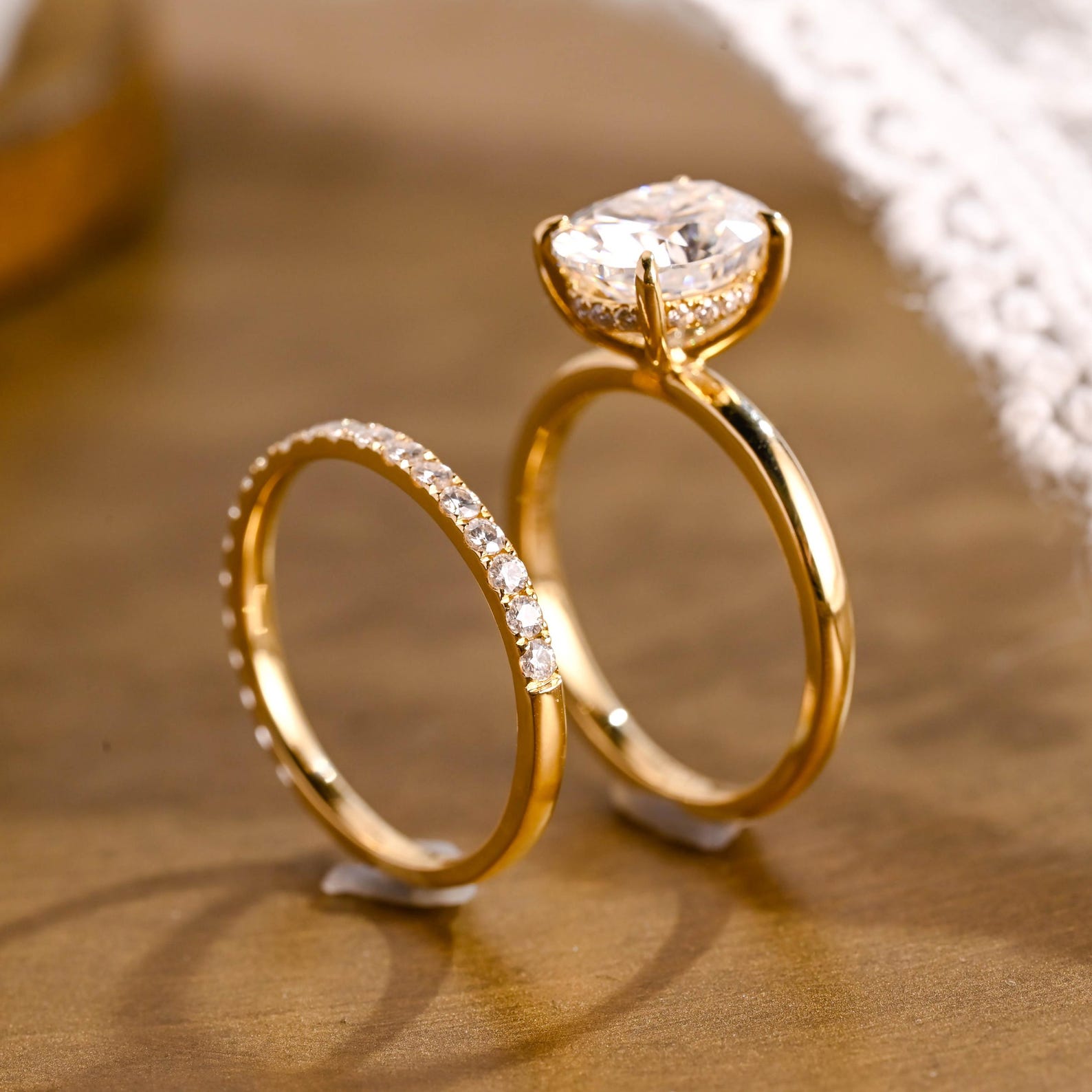 1.0 CT Round Solitaire Lab Grown Diamond Bridal Ring Set