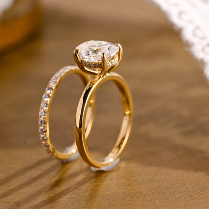 1.0 CT Round Solitaire Lab Grown Diamond Bridal Ring Set