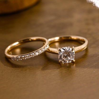 1.0 CT Round Solitaire Lab Grown Diamond Bridal Ring Set