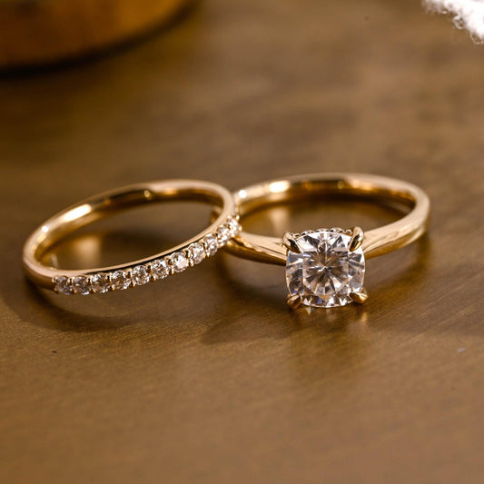 1.0 CT Round Solitaire Lab Grown Diamond Bridal Ring Set