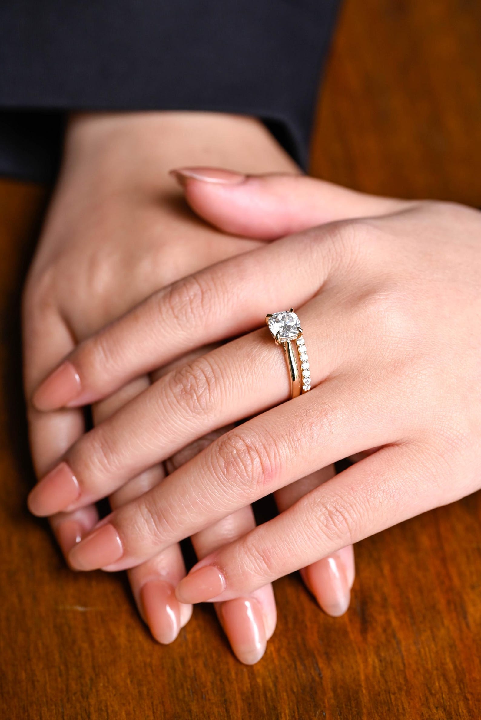 1.0 CT Round Solitaire Lab Grown Diamond Bridal Ring Set