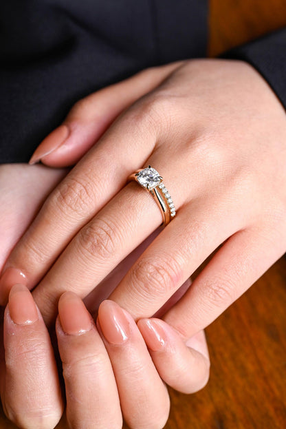 1.0 CT Round Solitaire Lab Grown Diamond Bridal Ring Set
