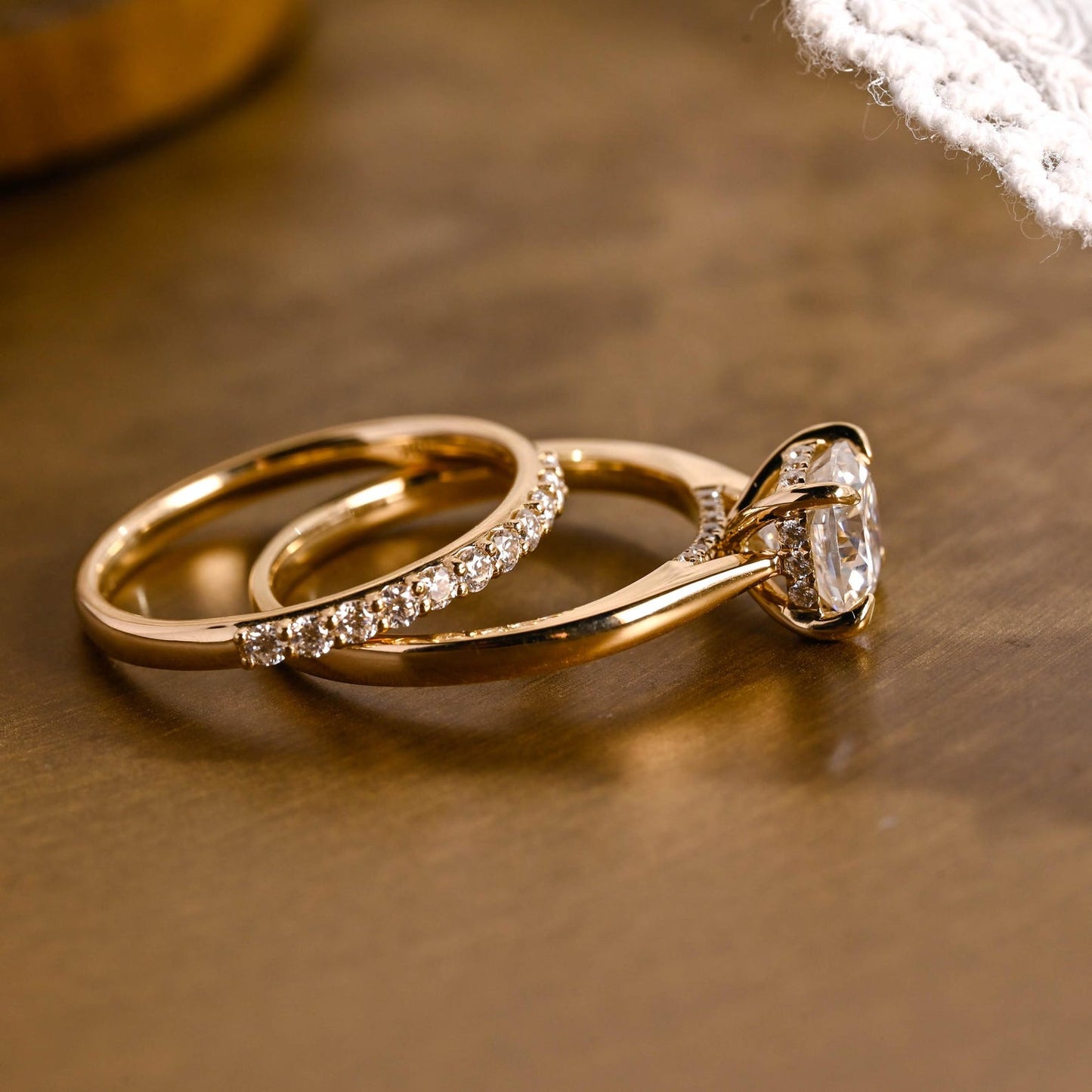 1.0 CT Round Solitaire Lab Grown Diamond Bridal Ring Set