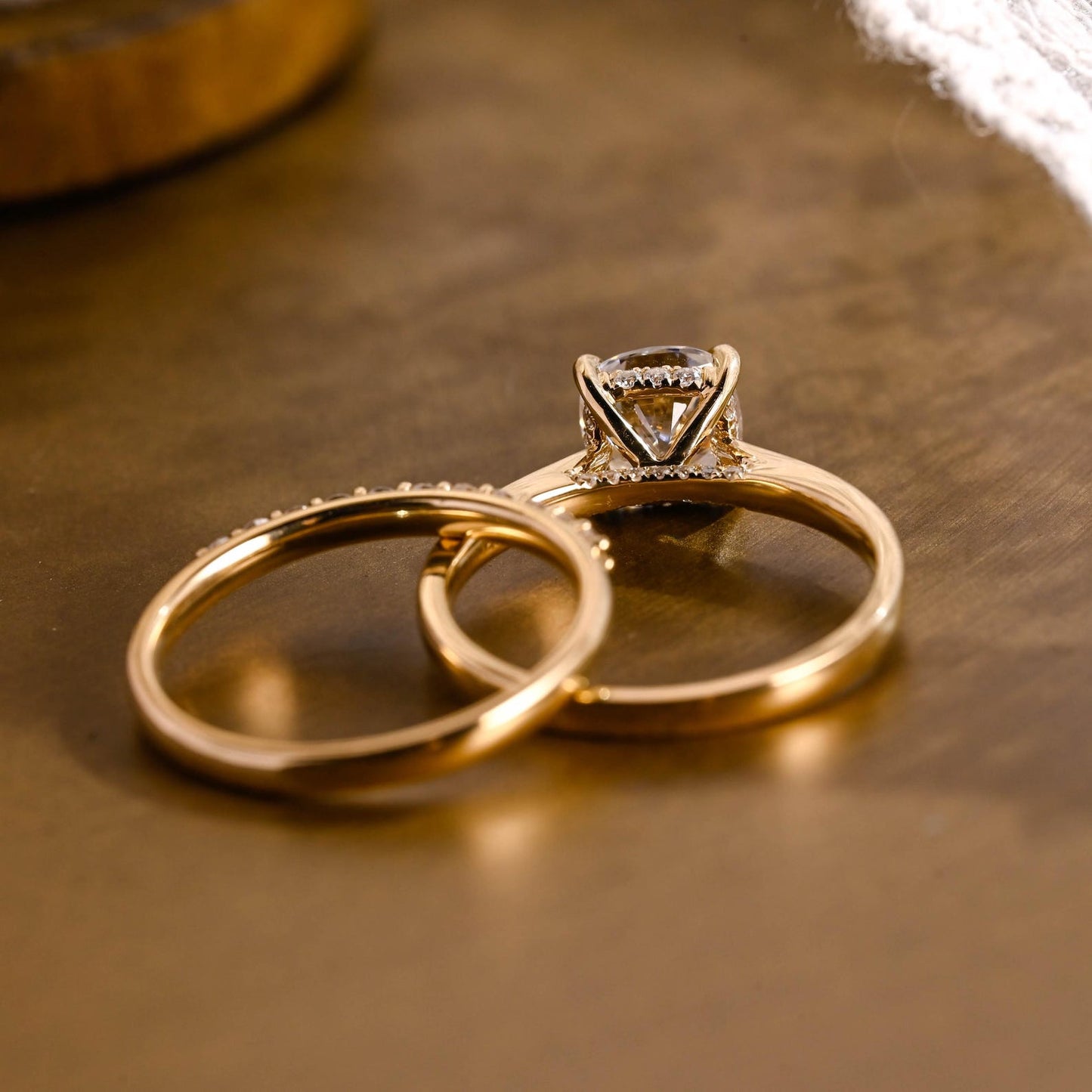 1.0 CT Round Solitaire Lab Grown Diamond Bridal Ring Set