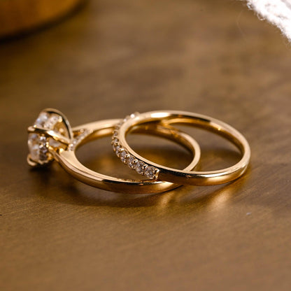 1.0 CT Round Solitaire Lab Grown Diamond Bridal Ring Set
