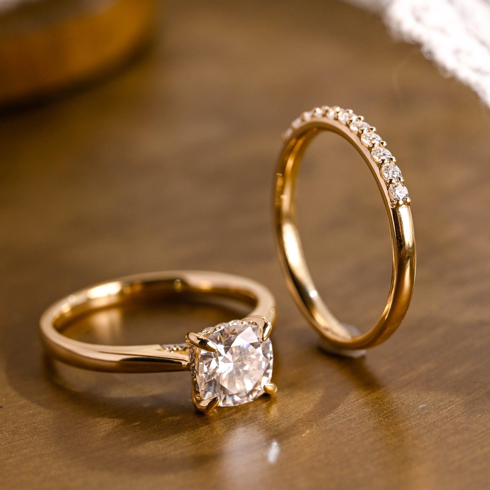 1.0 CT Round Solitaire Lab Grown Diamond Bridal Ring Set