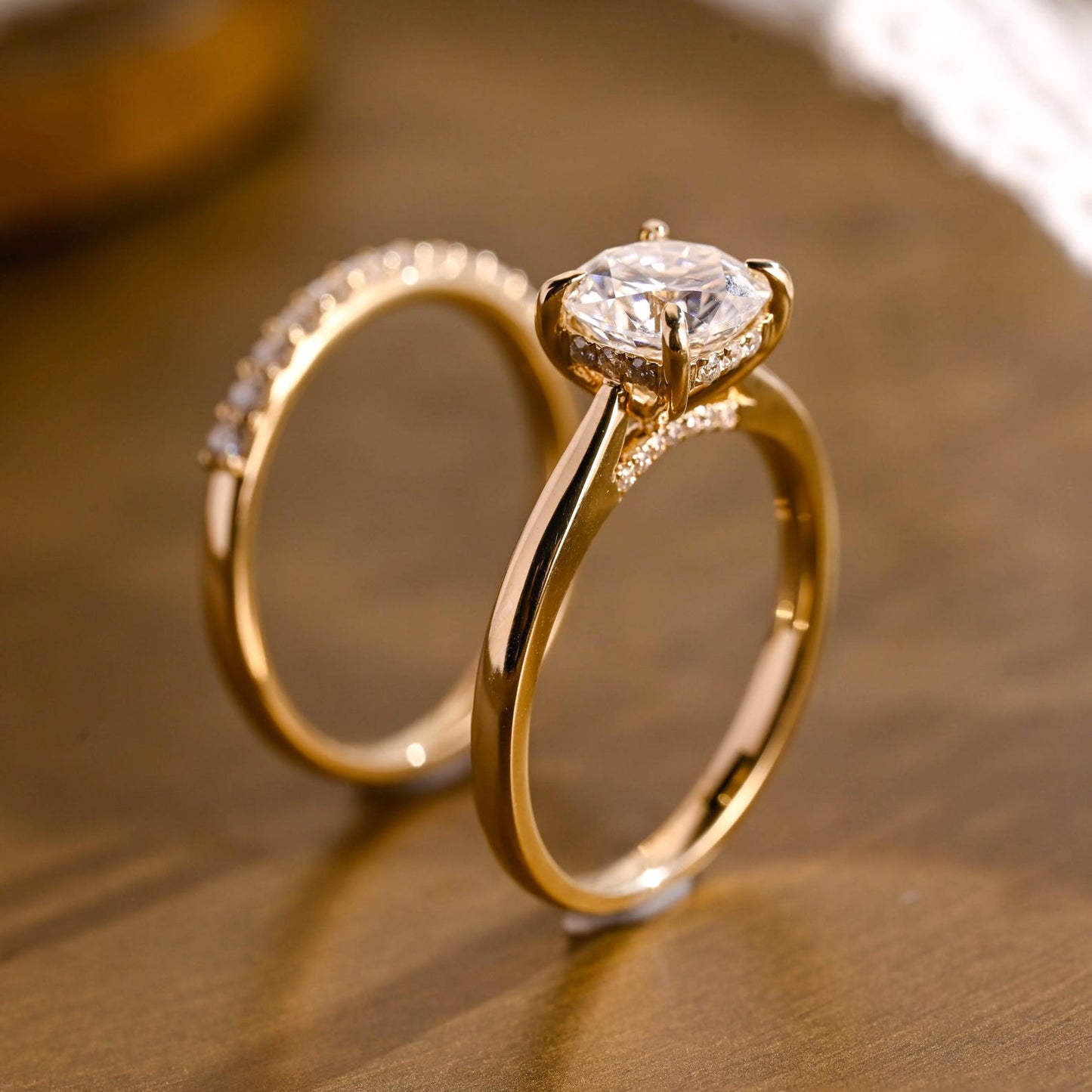 1.0 CT Round Solitaire Lab Grown Diamond Bridal Ring Set