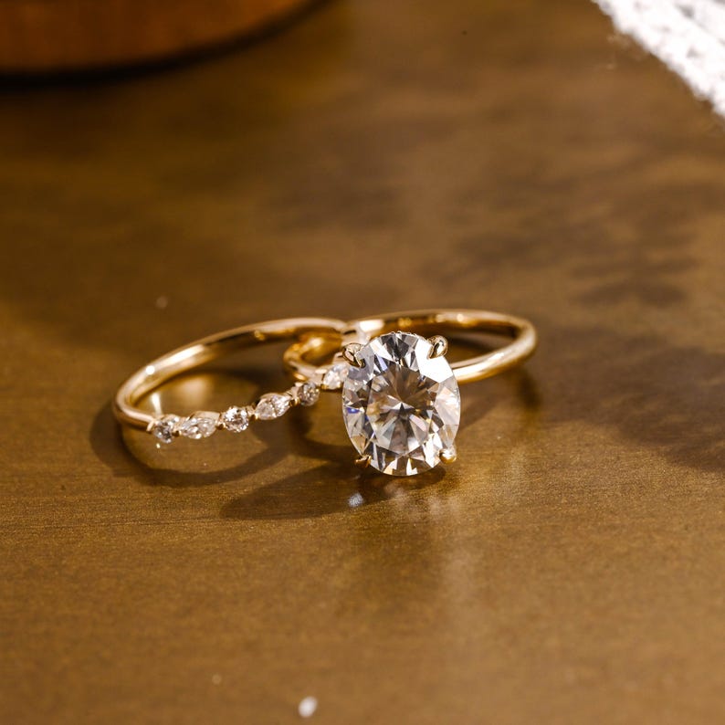 1.0 CT Round Solitaire Lab Grown Diamond Bridal Ring Set