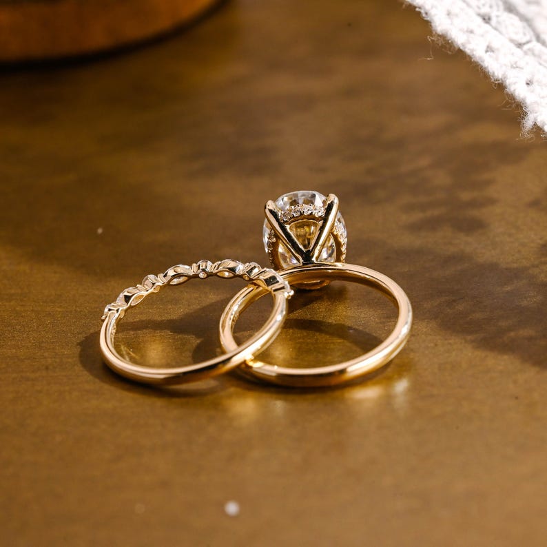 1.0 CT Round Solitaire Lab Grown Diamond Bridal Ring Set