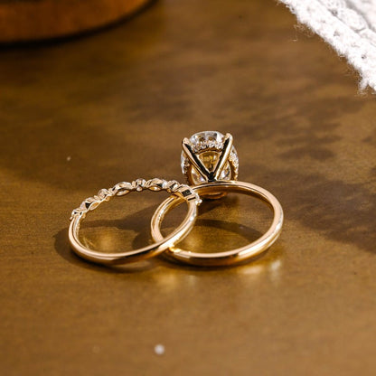 1.0 CT Round Solitaire Lab Grown Diamond Bridal Ring Set
