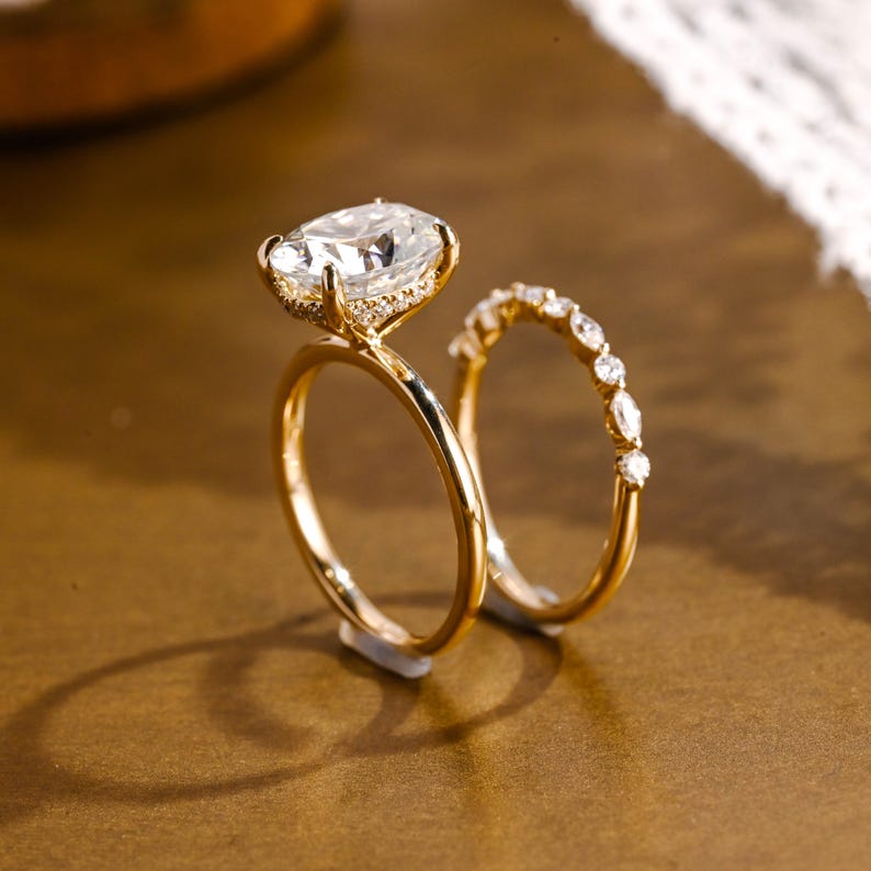 1.0 CT Round Solitaire Lab Grown Diamond Bridal Ring Set