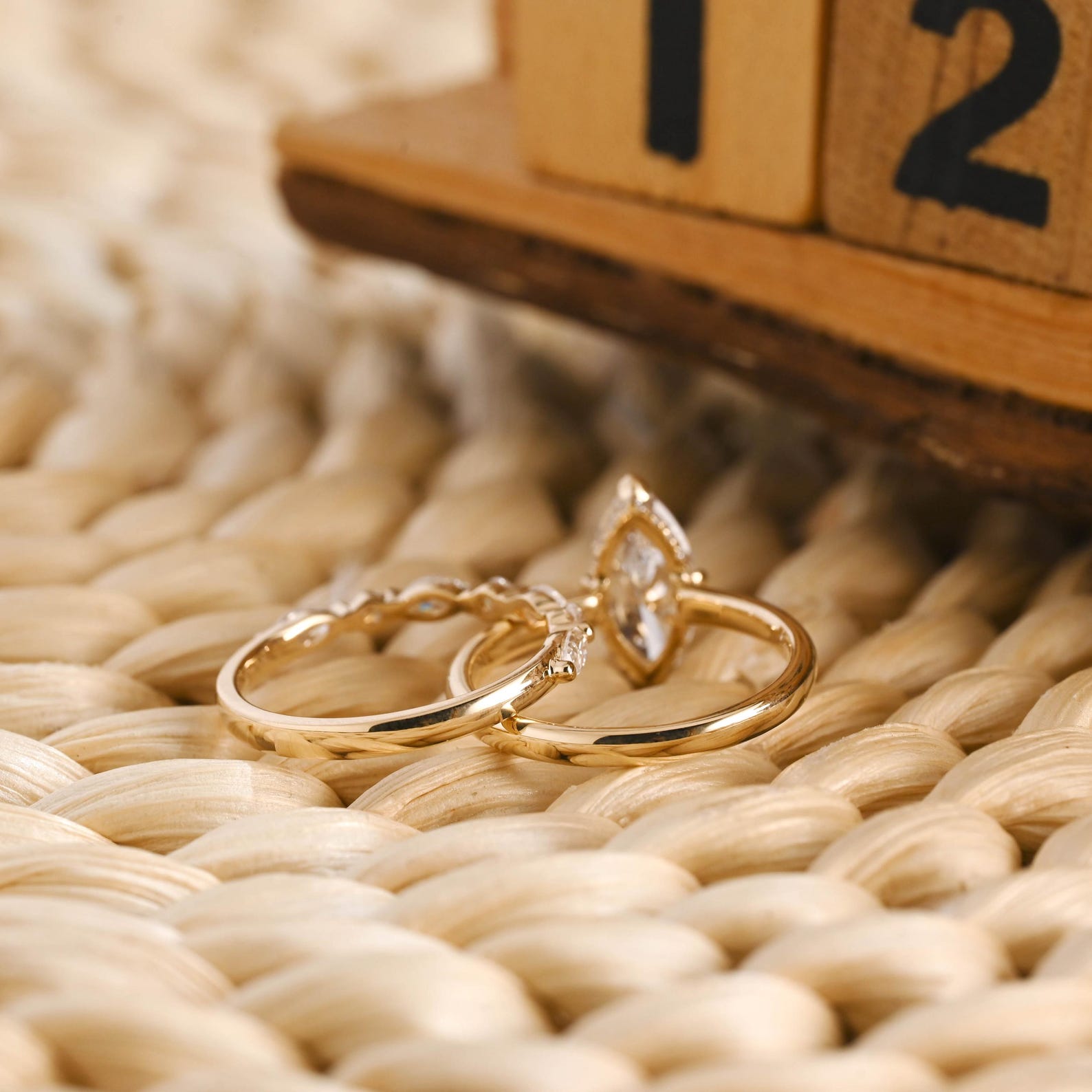 1.0 CT Round Solitaire Lab Grown Diamond Bridal Ring Set