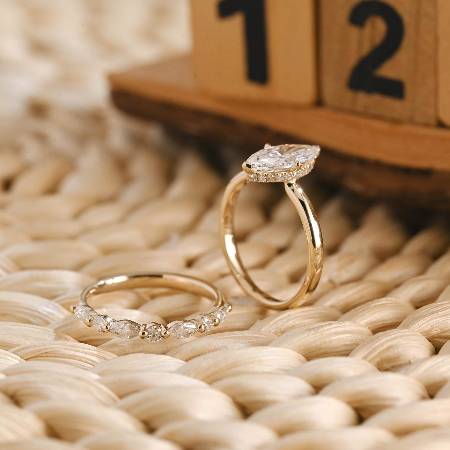 1.0 CT Round Solitaire Lab Grown Diamond Bridal Ring Set