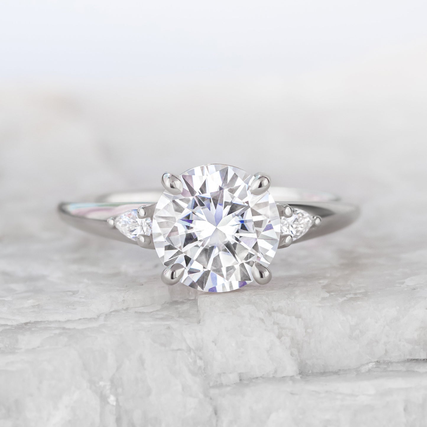 2 CT Round Three Stones Lab Grown Diamond Engagement Ring
