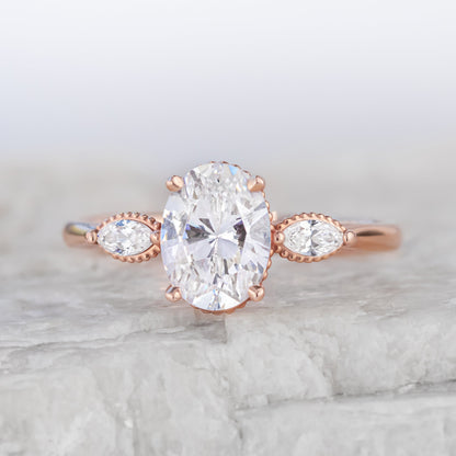 2 CT Round Three Stones Lab Grown Diamond Engagement Ring