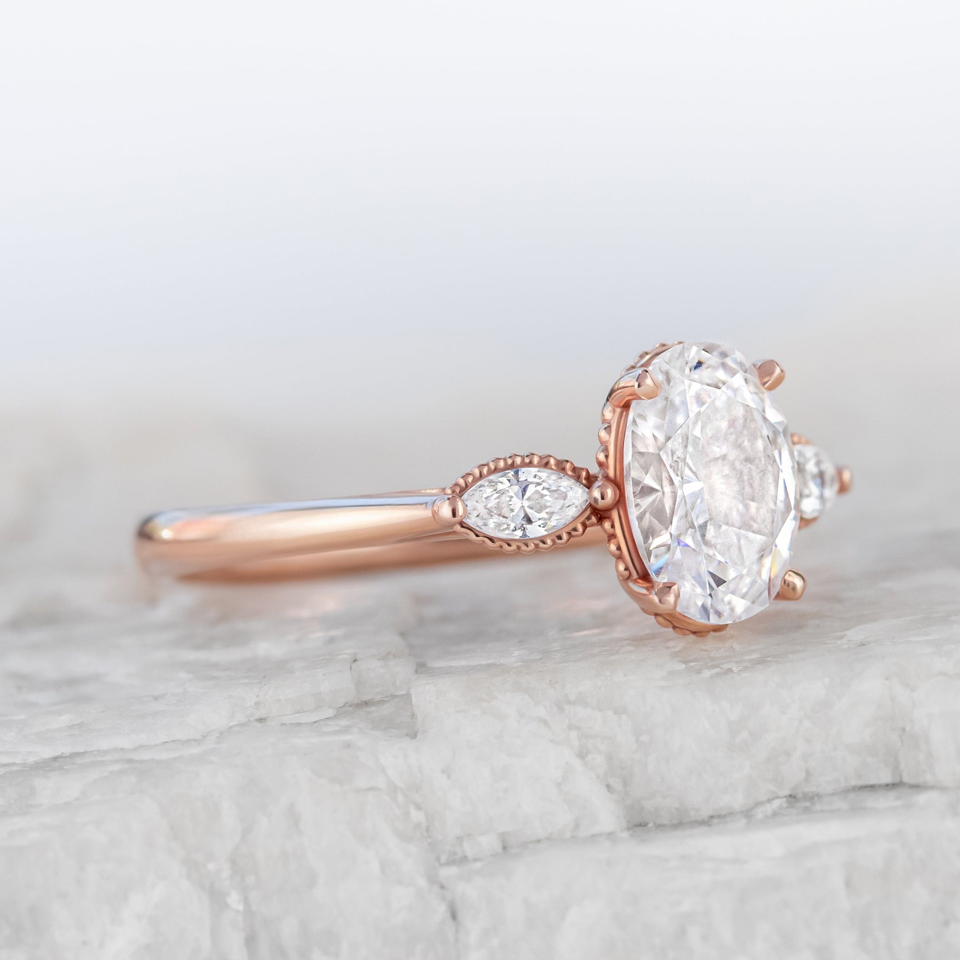 2 CT Round Three Stones Lab Grown Diamond Engagement Ring