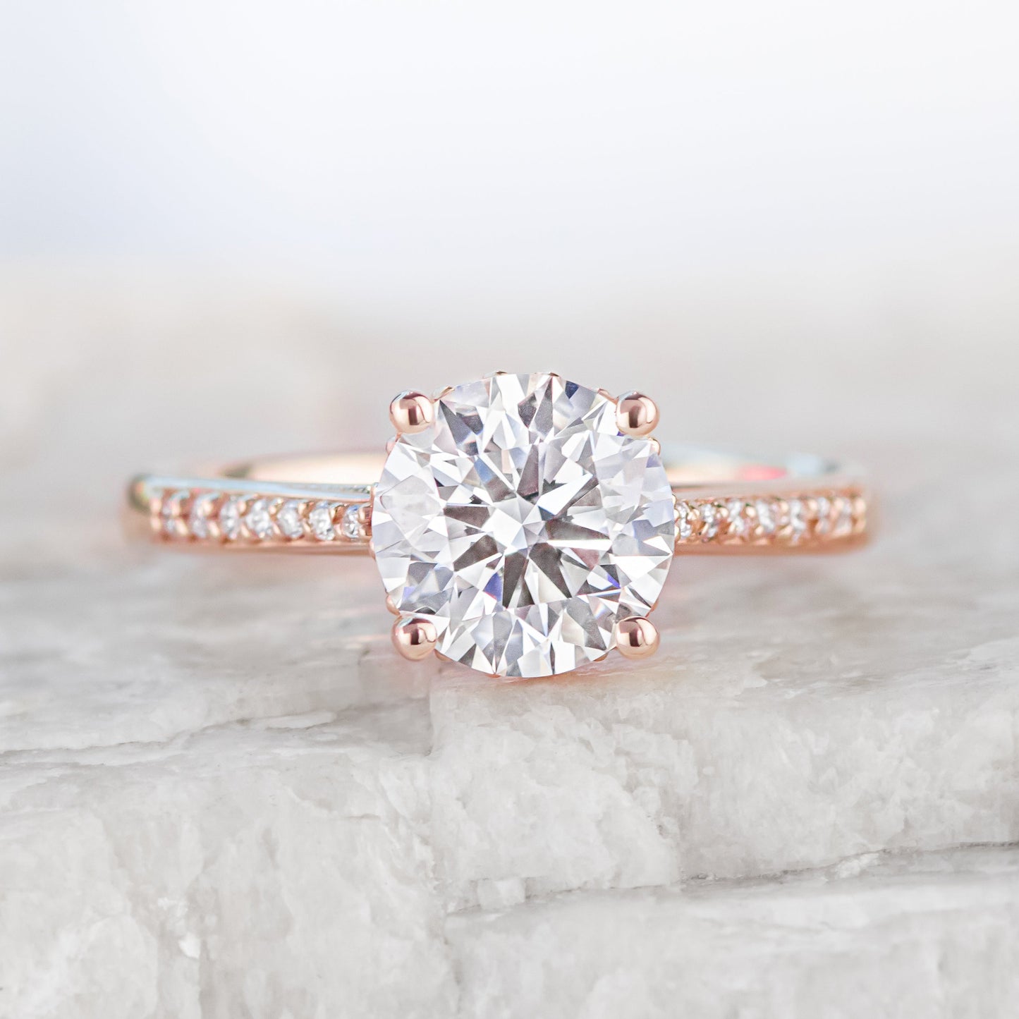 2 CT Round Three Stones Lab Grown Diamond Engagement Ring