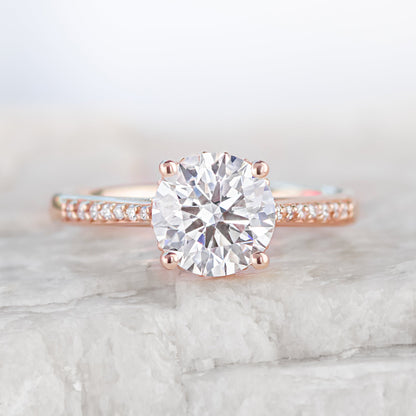 2 CT Round Three Stones Lab Grown Diamond Engagement Ring