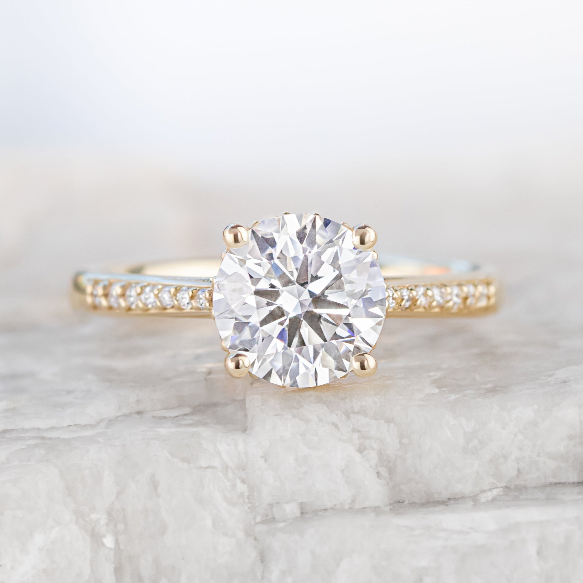2 CT Round Three Stones Lab Grown Diamond Engagement Ring