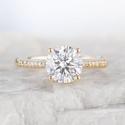 2 CT Round Three Stones Lab Grown Diamond Engagement Ring