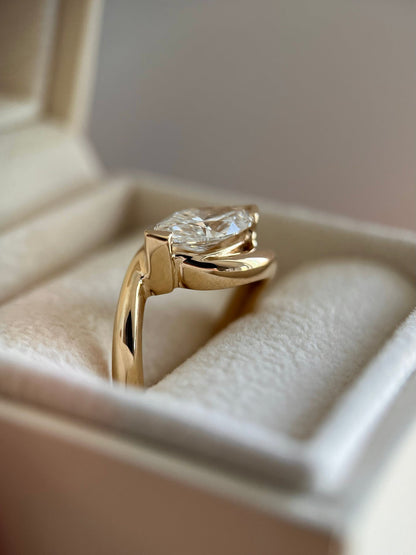 1.5 CT Marquise Lab Grown Solitaire Swirl Ring Engagement Ring (US Size 6 Ready To Ship)