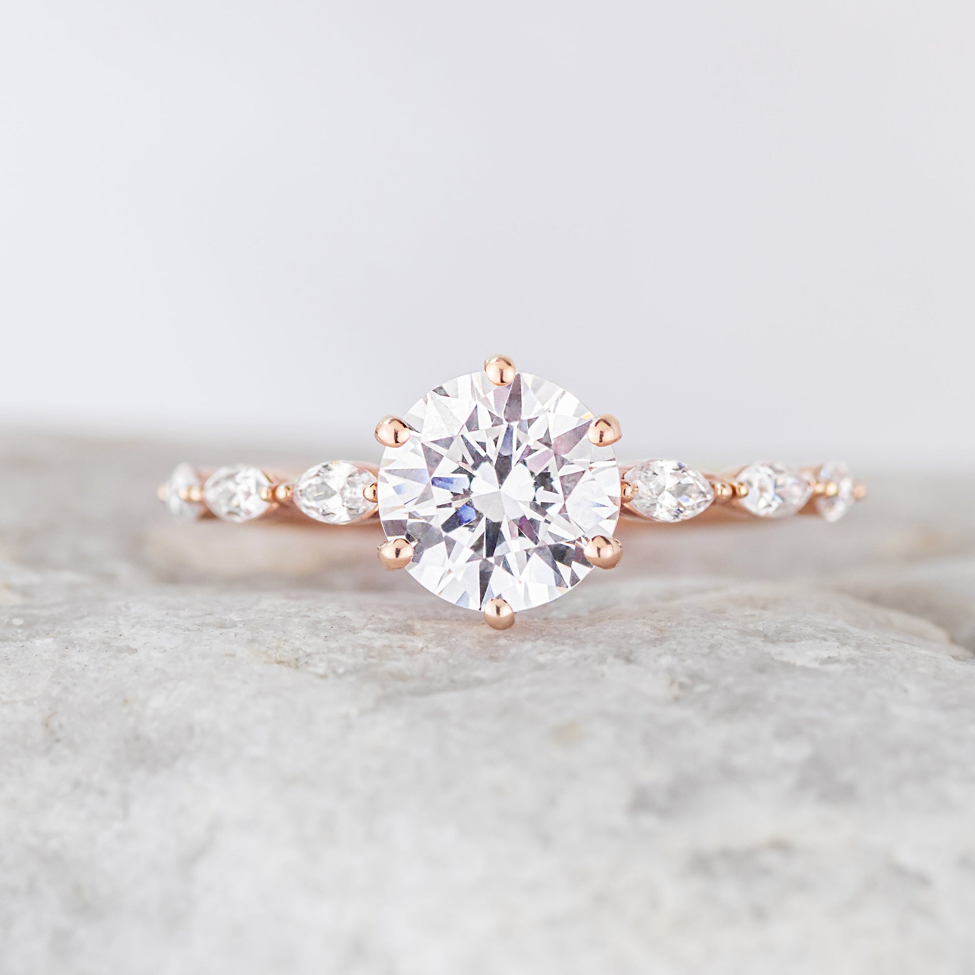 2 CT Round Three Stones Lab Grown Diamond Engagement Ring