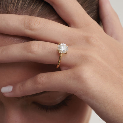 Round Halo, Pave & Split Shank Engagement Ring – 1.93 CT Lab Grown Diamond