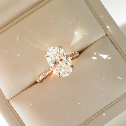 Round Halo, Pave & Split Shank Engagement Ring – 1.93 CT Lab Grown Diamond