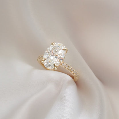 Round Halo, Pave & Split Shank Engagement Ring – 1.93 CT Lab Grown Diamond