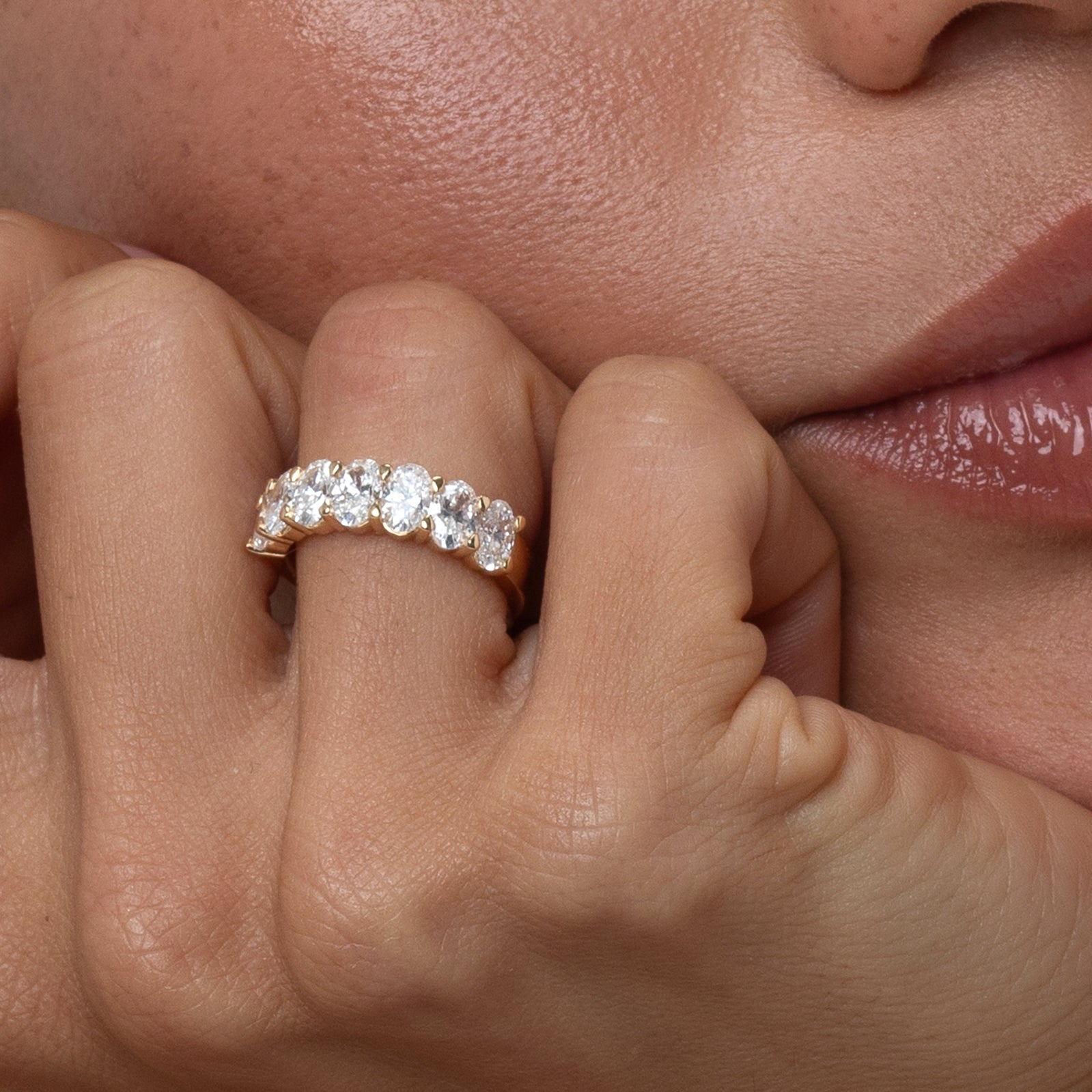 0.35 TCW Round Diamond Curved Pave DEF/VVS Lab Grown Wedding Band