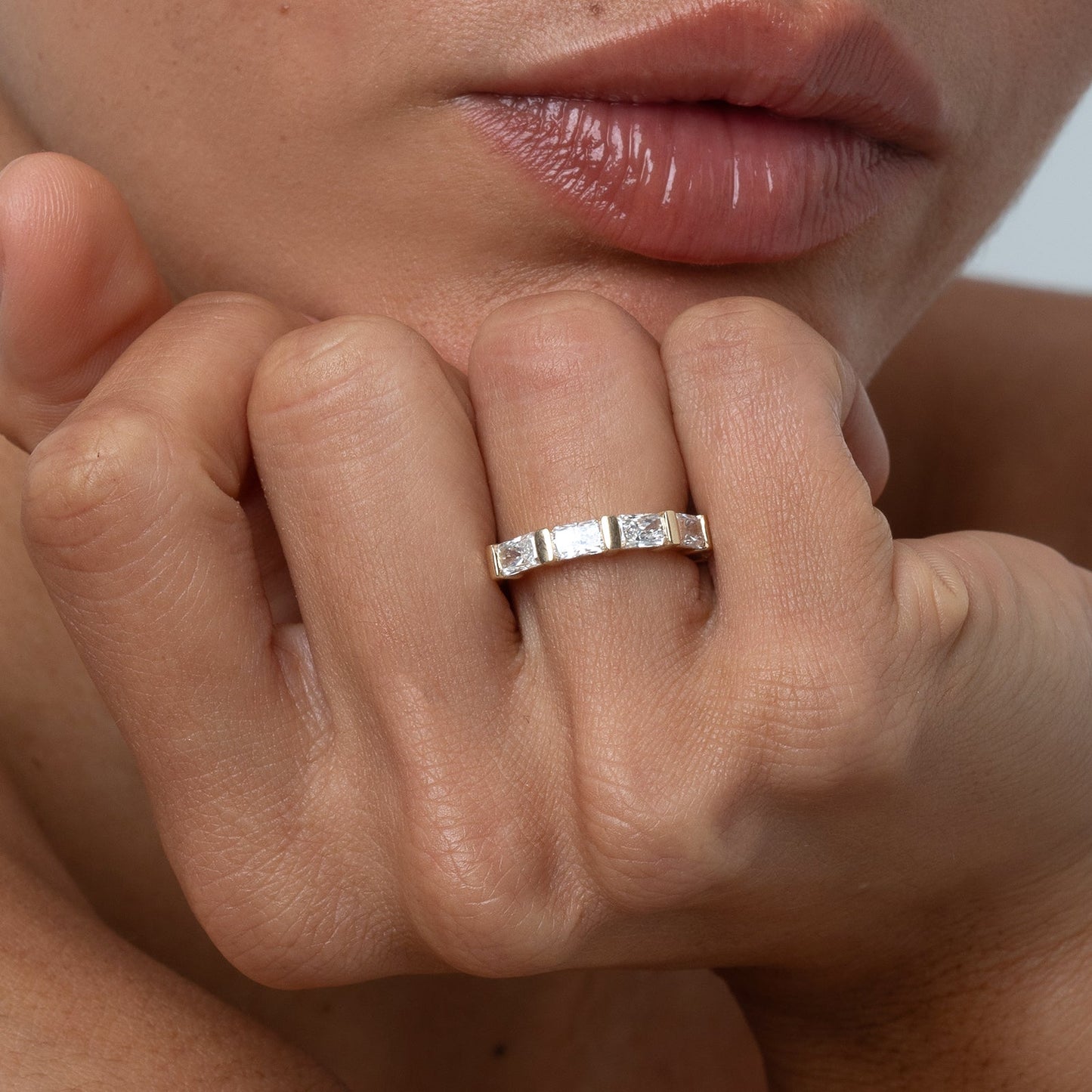 0.35 TCW Round Diamond Curved Pave DEF/VVS Lab Grown Wedding Band