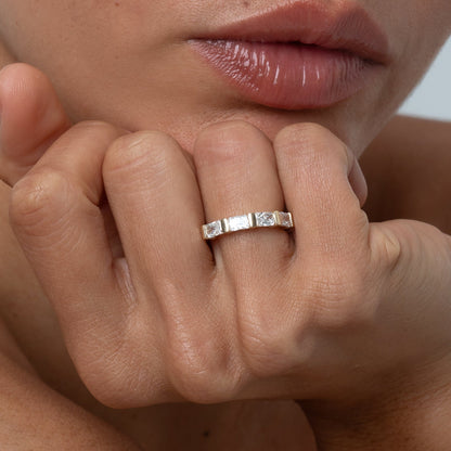 0.35 TCW Round Diamond Curved Pave DEF/VVS Lab Grown Wedding Band