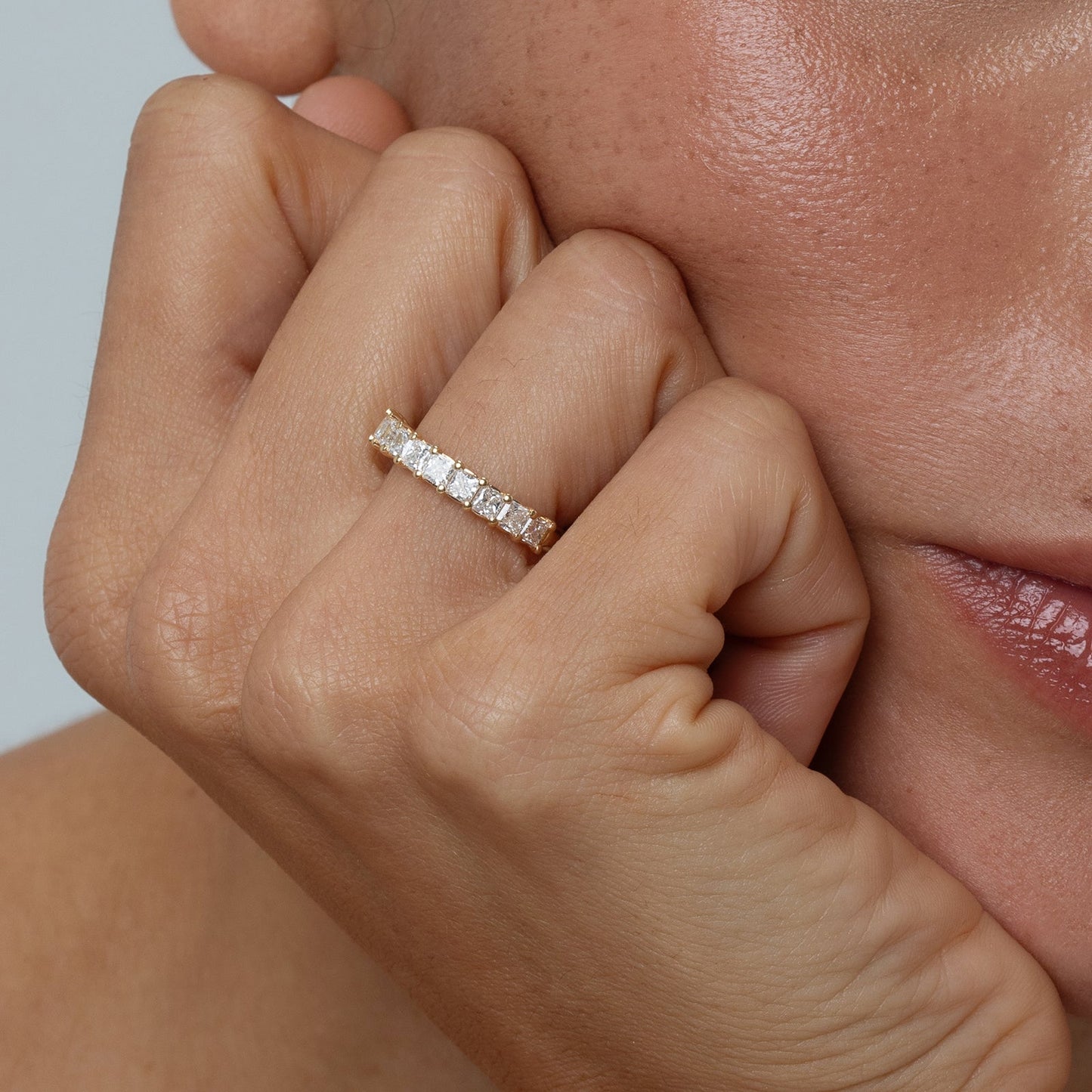 0.35 TCW Round Diamond Curved Pave DEF/VVS Lab Grown Wedding Band