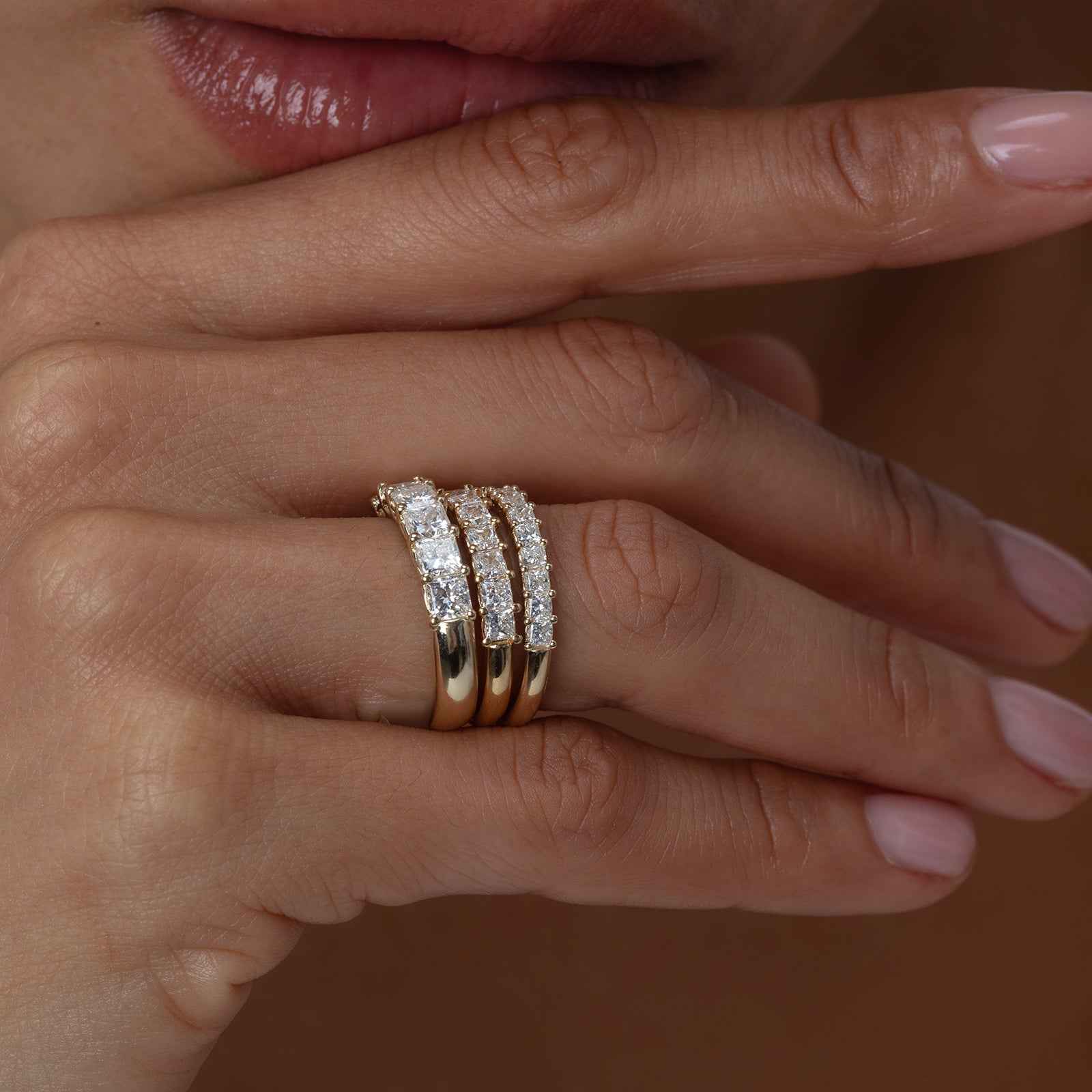 0.35 TCW Round Diamond Curved Pave DEF/VVS Lab Grown Wedding Band
