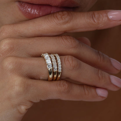 0.35 TCW Round Diamond Curved Pave DEF/VVS Lab Grown Wedding Band
