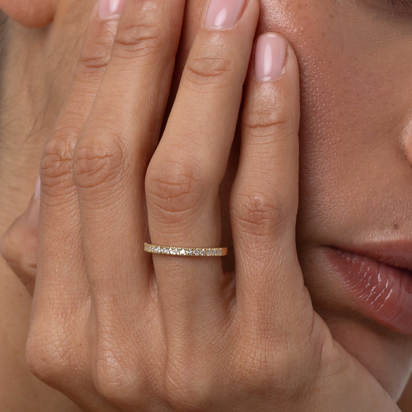 0.35 TCW Round Diamond Curved Pave DEF/VVS Lab Grown Wedding Band