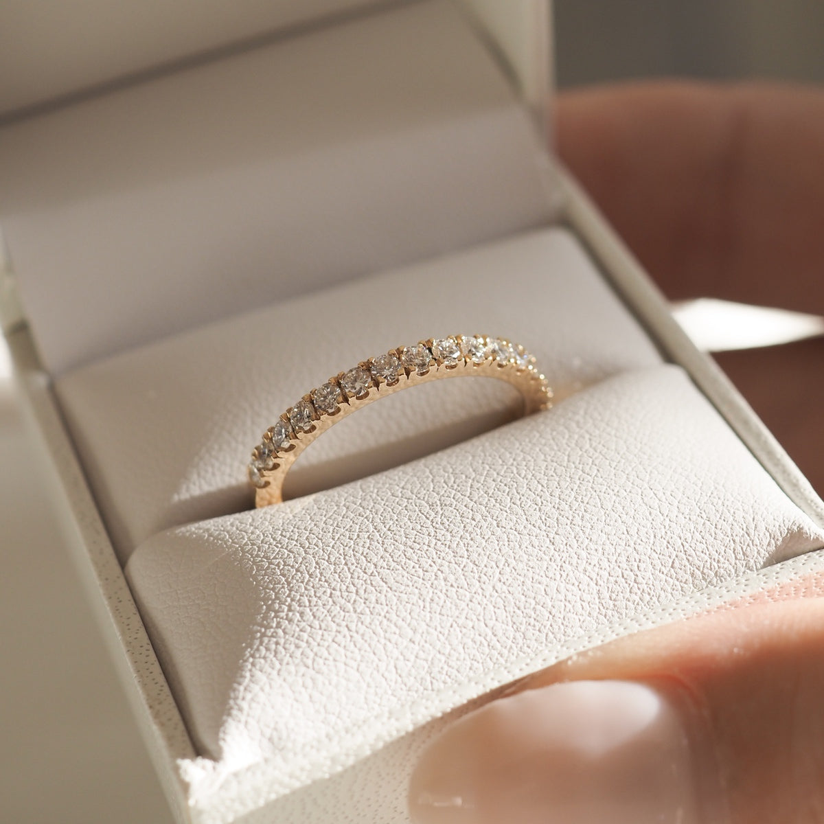 0.35 TCW Round Diamond Curved Pave DEF/VVS Lab Grown Wedding Band