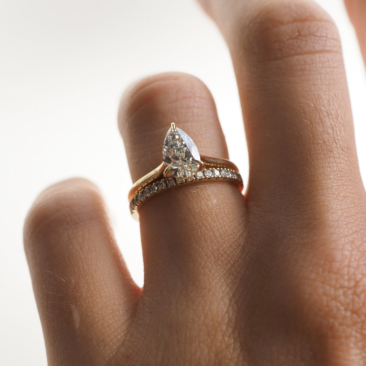0.35 TCW Round Diamond Curved Pave DEF/VVS Lab Grown Wedding Band