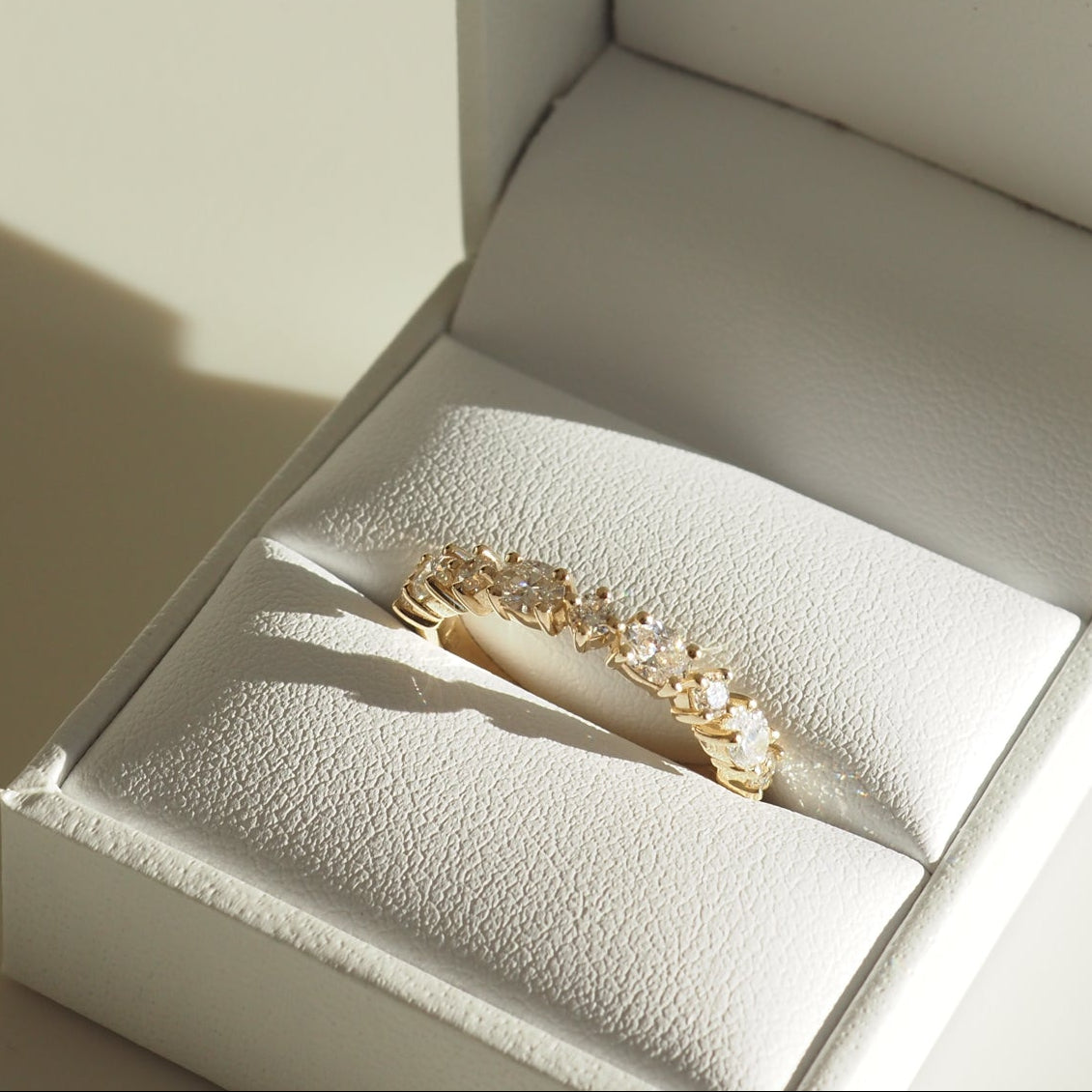 0.35 TCW Round Diamond Curved Pave DEF/VVS Lab Grown Wedding Band