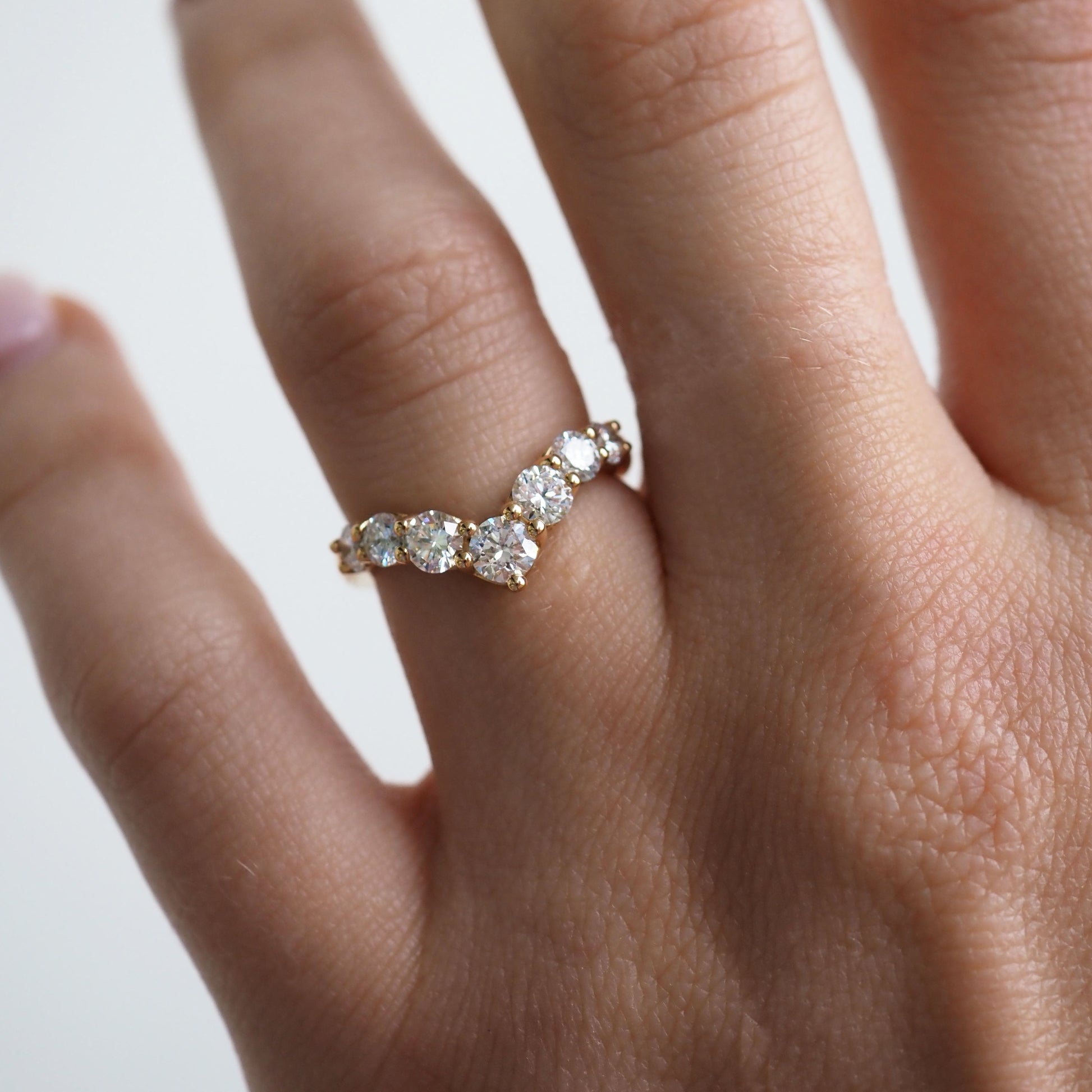0.35 TCW Round Diamond Curved Pave DEF/VVS Lab Grown Wedding Band