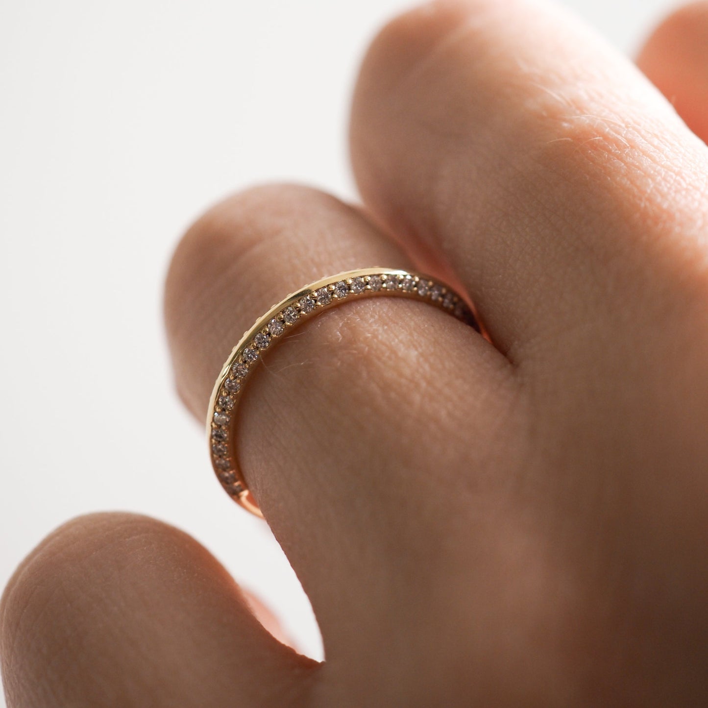 0.35 TCW Round Diamond Curved Pave DEF/VVS Lab Grown Wedding Band