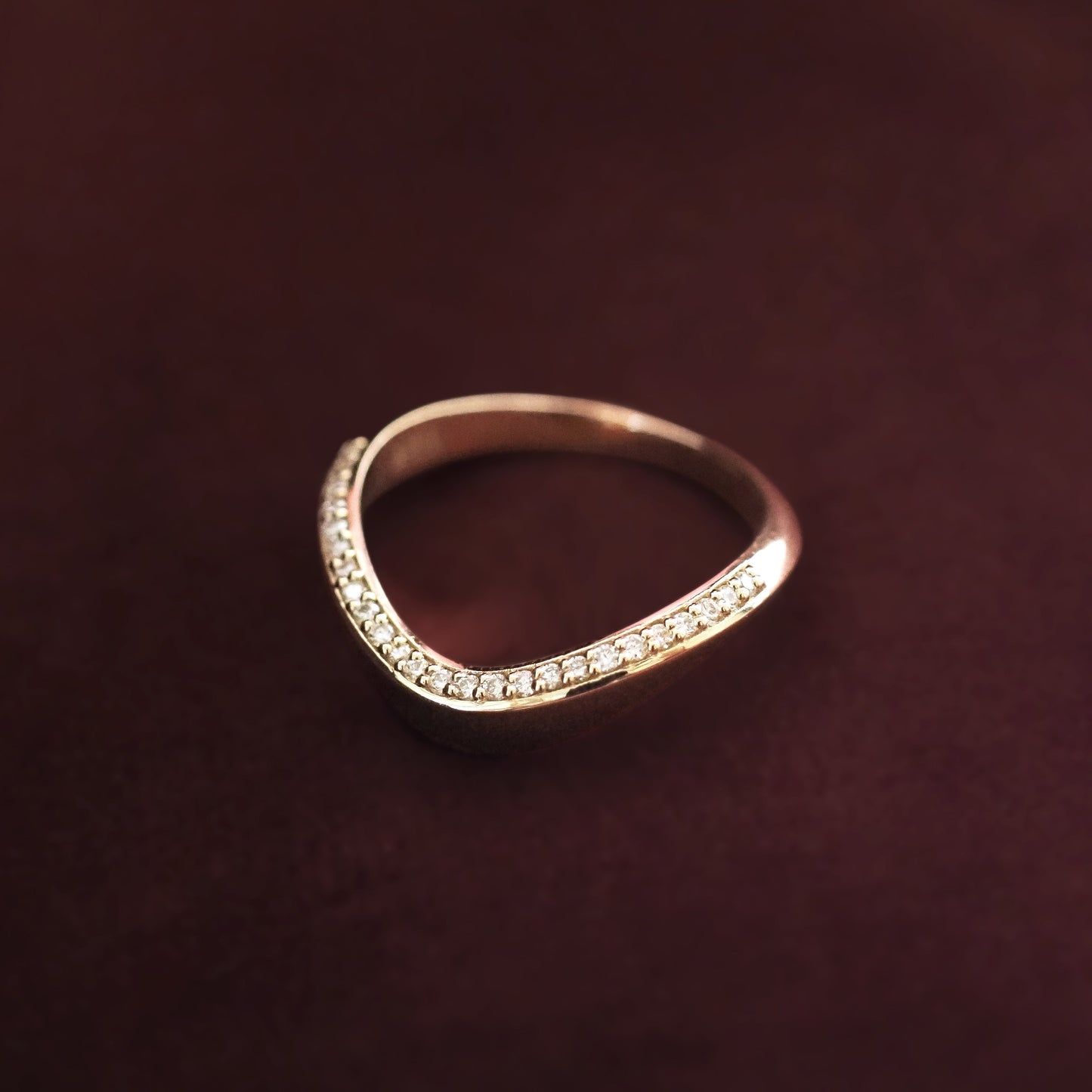 0.35 TCW Round Diamond Curved Pave DEF/VVS Lab Grown Wedding Band