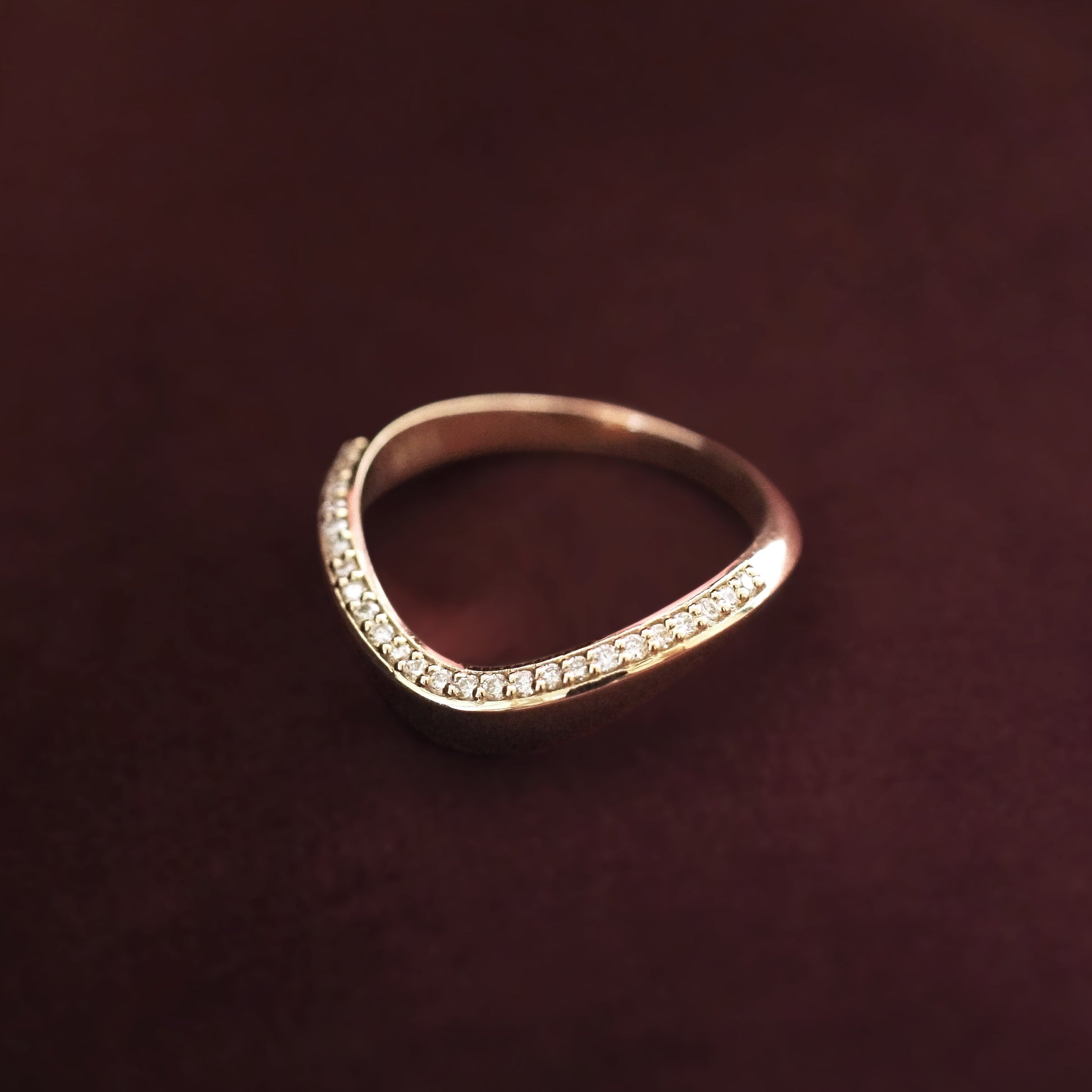 0.35 TCW Round Diamond Curved Pave DEF/VVS Lab Grown Wedding Band