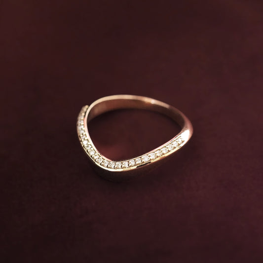 0.35 TCW Round Diamond Curved Pave DEF/VVS Lab Grown Wedding Band